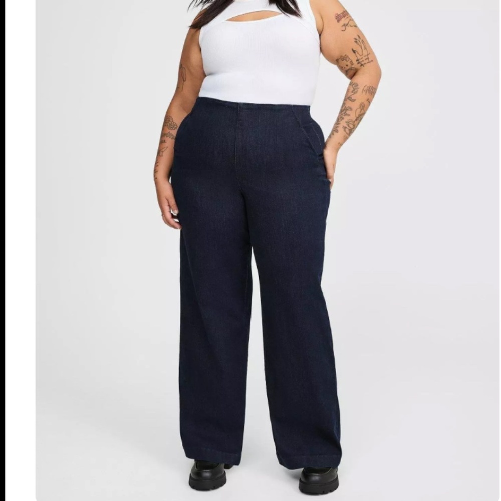 Wide Leg Super Soft High-Rise Trouser Jean, 16W-18W